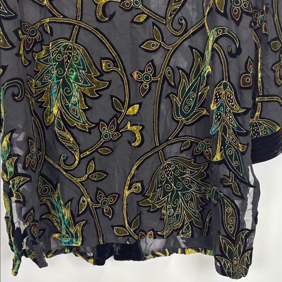 Bob Mackie Black Burnout Velvet Top with Floral Print/ Size medium - Picture 9 of 9